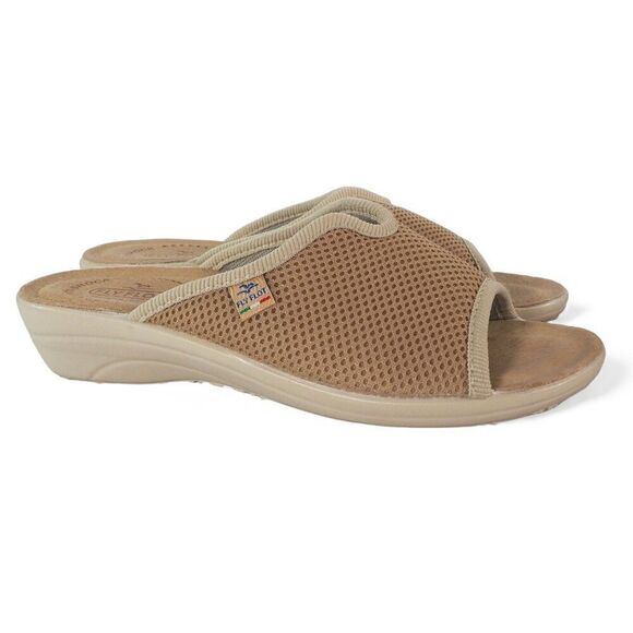 FlyFlot Cloth Slippers Slip-on Slide Sandals Beige Tan Women's 8/39 - Picture 4 of 11